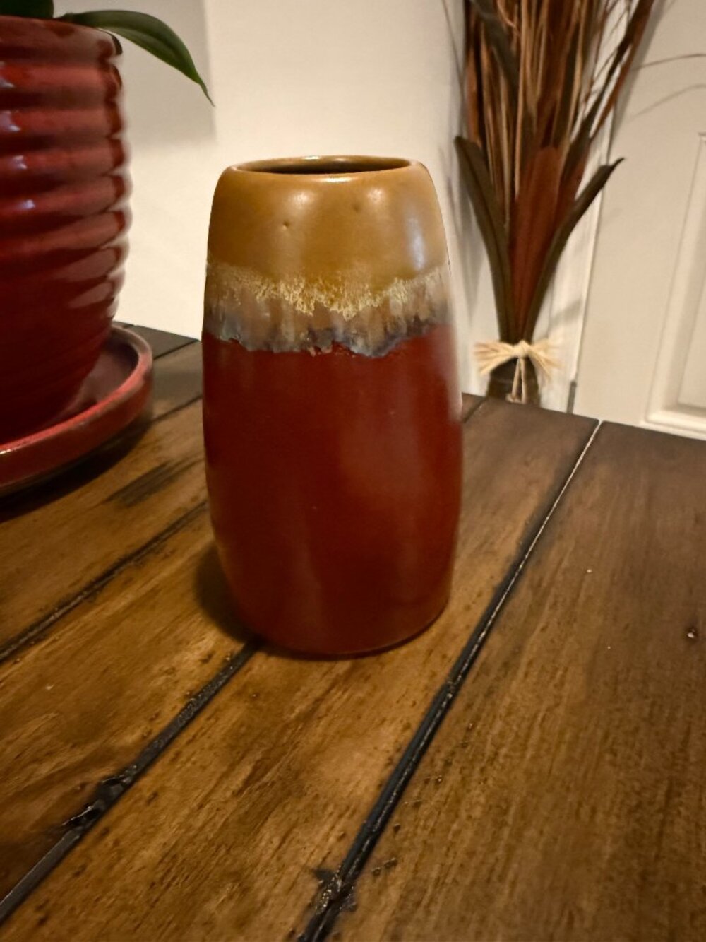 Ceramic Vase Canadian Pottery CPNP Brown Drip Glaze Flower Vase 5.75"